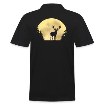 Hirsch und Mond Naturliebhaber Jagd - Männer Poloshirt - Schwarz - Hinten - Kai (181cm)