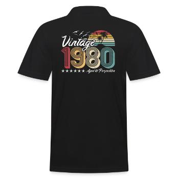 Retro vintage 1980 - 40e anniversaire - Polo Homme - noir - Dos - Kai (181cm)