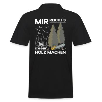 Holz Machen - Männer Poloshirt - Schwarz - Hinten - Kai (181cm)