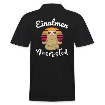 Einatmen Ausrasten Yoga Faultier - Männer Poloshirt - Schwarz - Hinten - Kai (181cm)