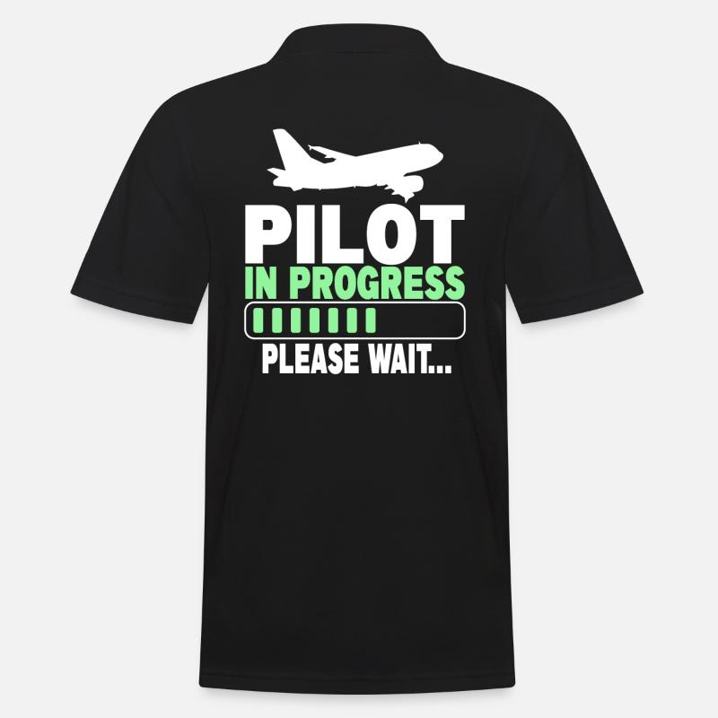 Pilot In Progress Please Wait - Männer Poloshirt - Schwarz