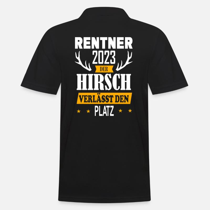 Rentner 2023 Hirsch - Männer Poloshirt - Schwarz