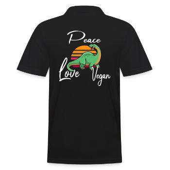 Peace Love Vegan Brontosaurus - Männer Poloshirt - Schwarz - Hinten - Kai (181cm)