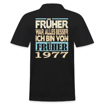 1977 Geboren Früher war alles besser - Männer Poloshirt - Schwarz - Hinten - Kai (181cm)