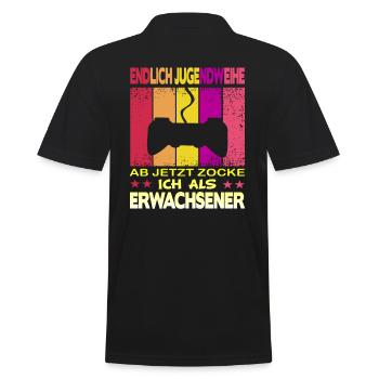 Jugendweihe Gamer - Männer Poloshirt - Schwarz - Hinten - Kai (181cm)