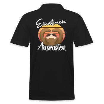 Yoga Faultier - Einatmen Ausrasten - Männer Poloshirt - Schwarz - Hinten - Kai (181cm)