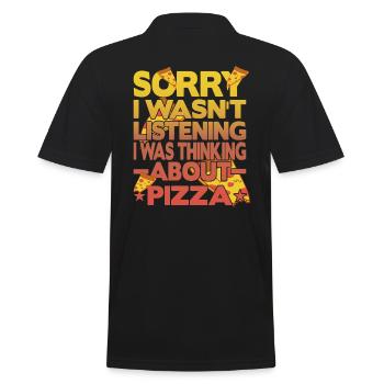 Hab nicht zugehört hab an Pizza gedacht - Männer Poloshirt - Schwarz - Hinten - Kai (181cm)