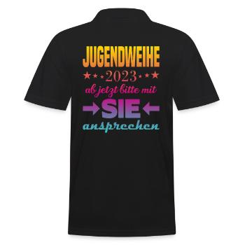 Jugendweihe 2023 - Männer Poloshirt - Schwarz - Hinten - Kai (181cm)