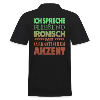 Ich spreche fließend ironisch - Männer Poloshirt - Schwarz - Hinten - Kai (181cm)