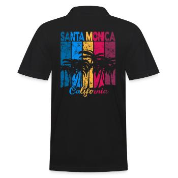Vintage Santa Monica California Palm Trees - Men's Polo Shirt - black - Back - Kai (181cm)