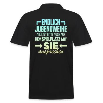 Jugendweihe Spielplatz - Männer Poloshirt - Schwarz - Hinten - Kai (181cm)