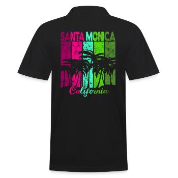 Vintage Santa Monica California Palm Trees - Men's Polo Shirt - black - Back - Kai (181cm)