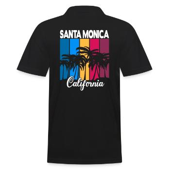 Vintage Santa Monica California Palm Trees - Men's Polo Shirt - black - Back - Kai (181cm)