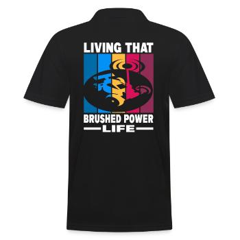 Living That Brushed Power Life - Männer Poloshirt - Schwarz - Hinten - Kai (181cm)