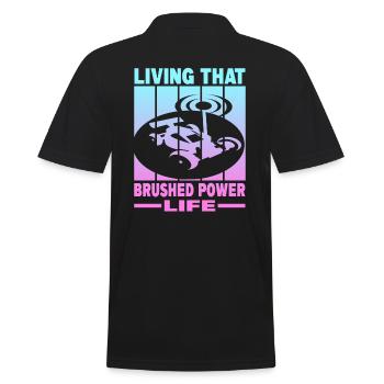 Living That Brushed Power Life - Männer Poloshirt - Schwarz - Hinten - Kai (181cm)