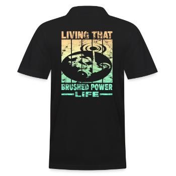 Living That Brushed Power Life - Männer Poloshirt - Schwarz - Hinten - Kai (181cm)