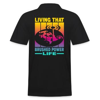 Living That Brushed Power Life - Männer Poloshirt - Schwarz - Hinten - Kai (181cm)