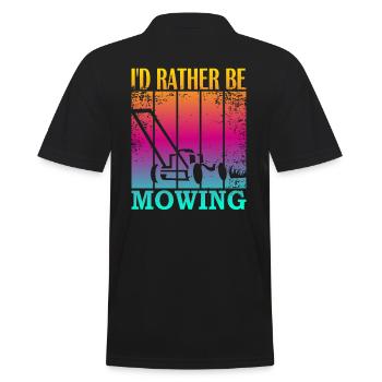 I'd rather be mowing - Männer Poloshirt - Schwarz - Hinten - Kai (181cm)