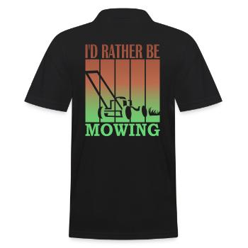 I'd rather be mowing - Männer Poloshirt - Schwarz - Hinten - Kai (181cm)