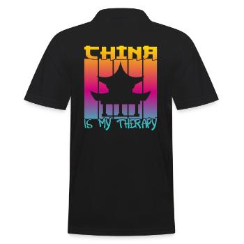 China is my therapy - Men's Polo Shirt - black - Back - Kai (181cm)