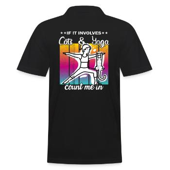 If It Involves Cats & Yoga count me in - Men's Polo Shirt - black - Back - Kai (181cm)