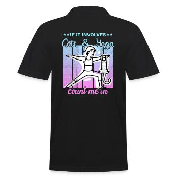 If It Involves Cats & Yoga count me in - Men's Polo Shirt - black - Back - Kai (181cm)