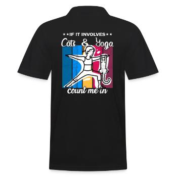 If It Involves Cats & Yoga count me in - Men's Polo Shirt - black - Back - Kai (181cm)