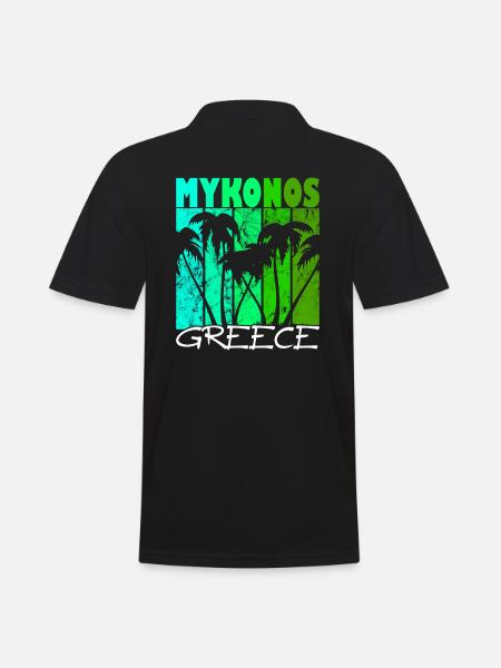 Mykonos Greece Sunset - Men's Polo Shirt - black