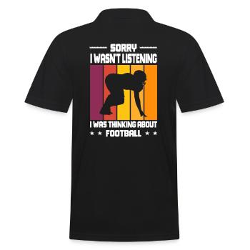 Wasn't Listening was thinking about Football - Männer Poloshirt - Schwarz - Hinten - Kai (181cm)