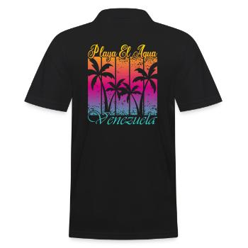 Playa El Aqua Venezuela - Männer Poloshirt - Schwarz - Hinten - Kai (181cm)