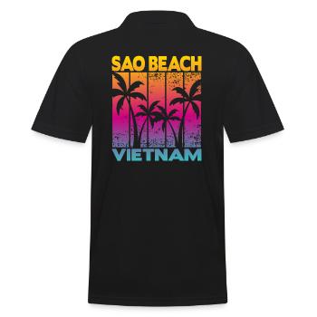 Sao Beach Vietnam - Männer Poloshirt - Schwarz - Hinten - Kai (181cm)