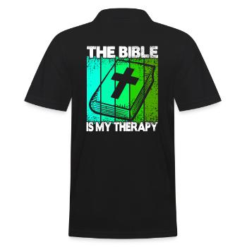 The Bible Is My Therapy - Men's Polo Shirt - black - Back - Kai (181cm)