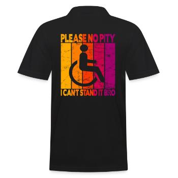Vintage Wheelchair User Wheelchair - Men's Polo Shirt - black - Back - Kai (181cm)