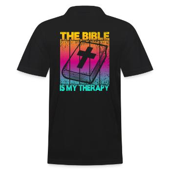 The Bible Is My Therapy - Men's Polo Shirt - black - Back - Kai (181cm)