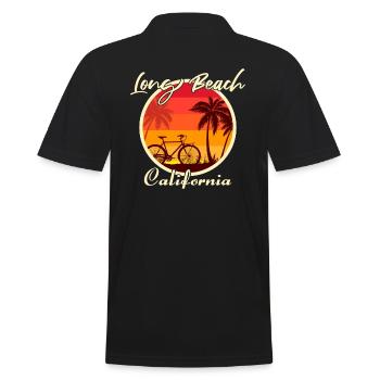 Long Beach California Bike - Men's Polo Shirt - black - Back - Kai (181cm)