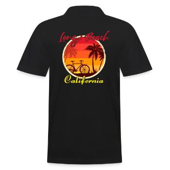 Long Beach California Bike - Men's Polo Shirt - black - Back - Kai (181cm)