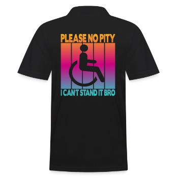 Vintage Wheelchair User Wheelchair - Men's Polo Shirt - black - Back - Kai (181cm)