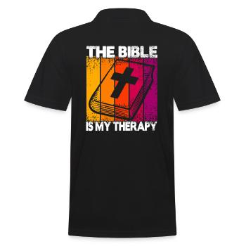 The Bible Is My Therapy - Men's Polo Shirt - black - Back - Kai (181cm)
