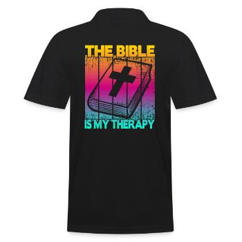 The Bible Is My Therapy - Men's Polo Shirt - black - Back - Kai (181cm)