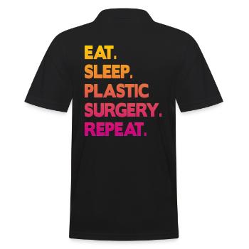 eat sleep plastic surgery repeat - Männer Poloshirt - Schwarz - Hinten - Kai (181cm)