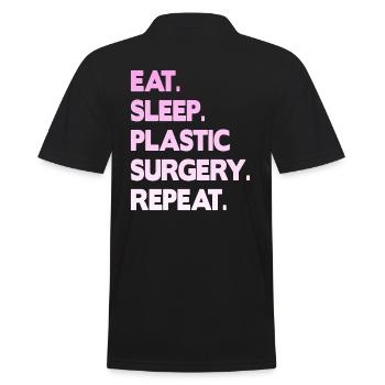 eat sleep plastic surgery repeat - Männer Poloshirt - Schwarz - Hinten - Kai (181cm)