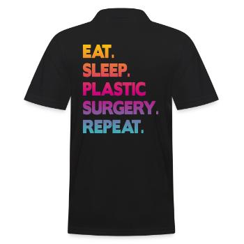 eat sleep plastic surgery repeat - Männer Poloshirt - Schwarz - Hinten - Kai (181cm)