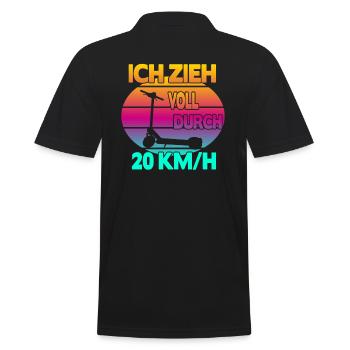 Ich zieh voll durch 20 km/h EScooter - Männer Poloshirt - Schwarz - Hinten - Kai (181cm)