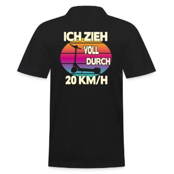 Ich zieh voll durch 20 km/h EScooter - Männer Poloshirt - Schwarz - Hinten - Kai (181cm)