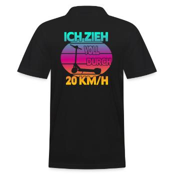 Ich zieh voll durch 20 km/h EScooter - Männer Poloshirt - Schwarz - Hinten - Kai (181cm)