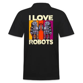 I love Robots - Men's Polo Shirt - black - Back - Kai (181cm)