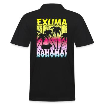 Vintage Exuma Bahamas Schwein - Männer Poloshirt - Schwarz - Hinten - Kai (181cm)