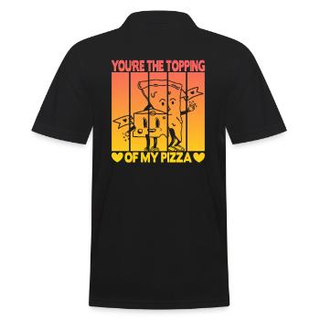 Valentinstag Pizza Partner Liebe - Männer Poloshirt - Schwarz - Hinten - Kai (181cm)
