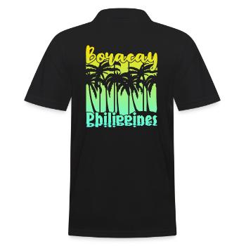 Vintage Boracay Philippines - Männer Poloshirt - Schwarz - Hinten - Kai (181cm)