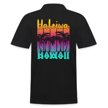 Haleiwa Hawaii - Männer Poloshirt - Schwarz - Hinten - Kai (181cm)
